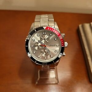 Brand New Curren Silver Chronograph Men's Watch
